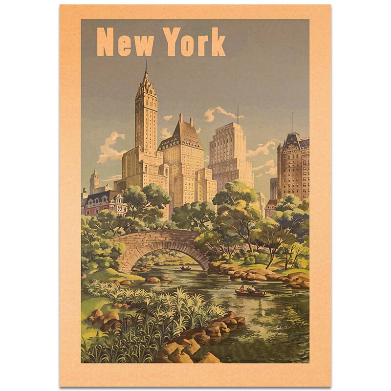 york landemerker plakat bytur veggklistremerke årgang kraftpapir kafé bar hotellinnredning håndmalt landskapsbilde 42 x 30cm: Tcity 261