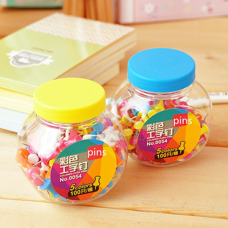 Coloffice 100 pcs box verpakking Pins Plastic Kurk Boord Veiligheid Gekleurde Push Punaise Kantoor & School Accessoires Benodigdheden