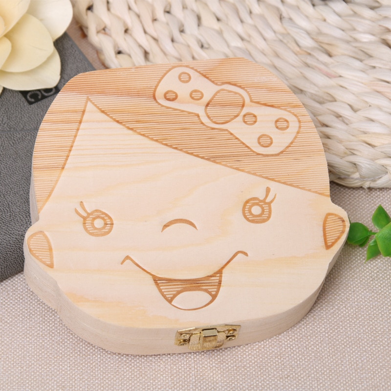 Caja de almacenamiento para dientes de bebé, caja de madera para guardar texto, caja de almacenamiento para guardar dientes de leche, caja organizadora para bebés, caja organizadora para dientes de leche: Log Girl