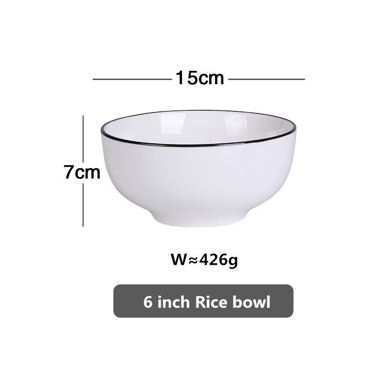 White Dinner Plate Set Ceramic Kitchen Plate Tableware Set Food Dishes Rice Salad Noodles Bowl Soup Kitchen Cook Tool 1pc: 15cm Soup bowl