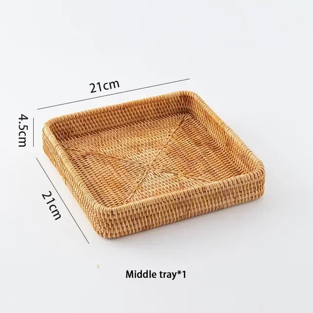 handgeweven opbergmand Rotan opbergvak Rieten mandBread Fruit Ontbijt Thee Picknickmand Keuken Opbergmand: green