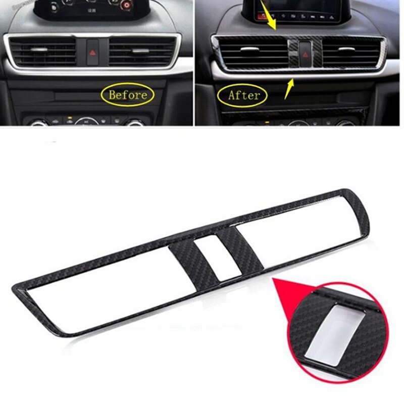 1 Pcs Interior Middle Air Conditioning AC Outlet Vent Cover Trim & 1 Pcs Wheel Decorative Frame Panel Cover Trim