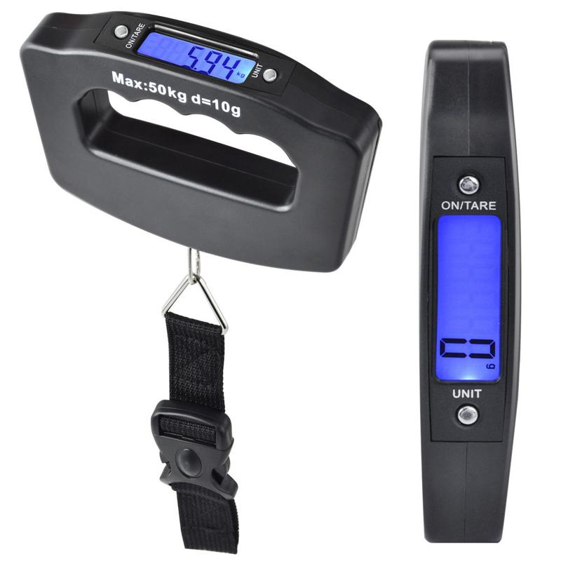 50kg Portable Electronic Luggage Scale LCD Display Travel Digital Luggage Scale Hanging Backlight Balance Weighing