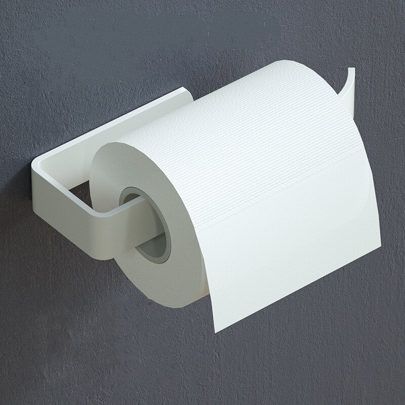 Toallero de aluminio sin clavos para baño, soporte de toalla de baño sin agujeros, color negro: white paper holder