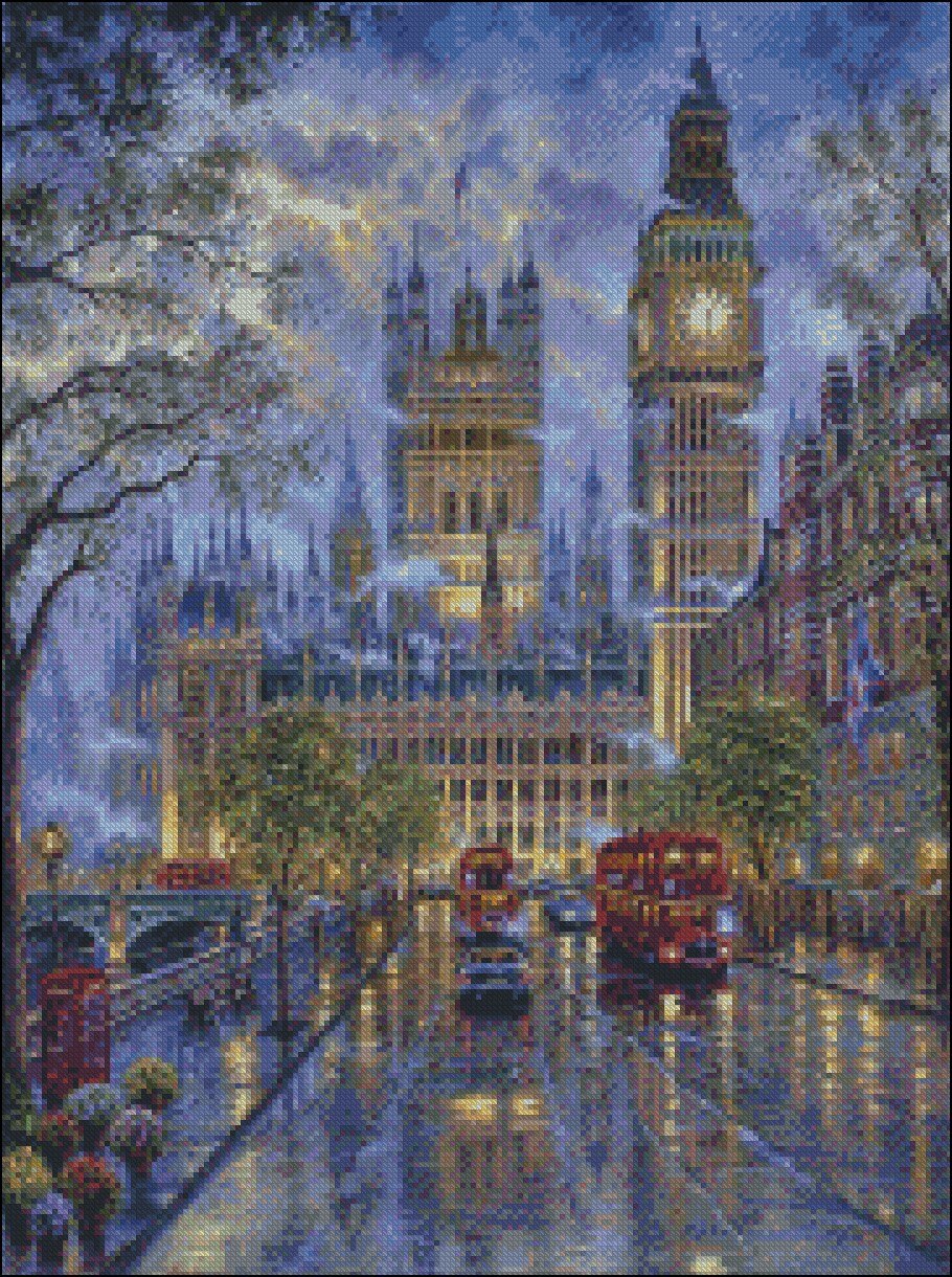 Counted Cross Stitch Kits Needlework - Crafts 14 ct Aida DMC Color DIY Arts Handmade Home Decor - London with Big Ben