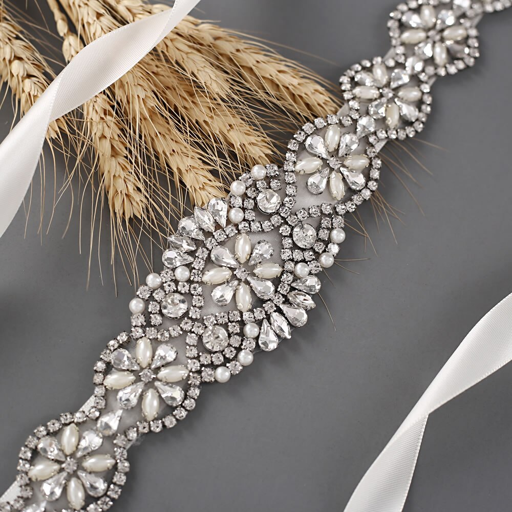 S161-S Luxe Bruid Jurk Riemen Met Strass Bruids Bruiloft Accessoires Riem Voor Vrouwen Trouwjurk Parel Riem Formele Riemen