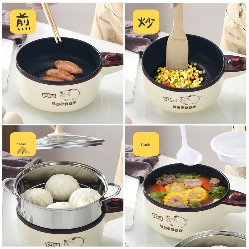 Electric cooker small long handle small electric rice cooker multi functional electric cooker plug in electric steamer