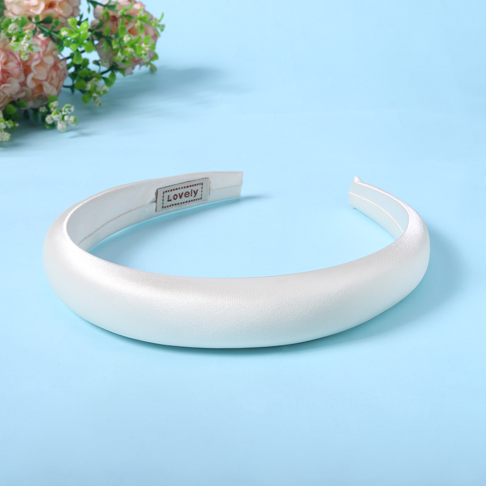 2.5cm Solid Color Plaid Hairband Wide Edge Satin Plaid Sponge Elastic Hair Bands for Women Bandeau Cheveux: DEEP BLUE