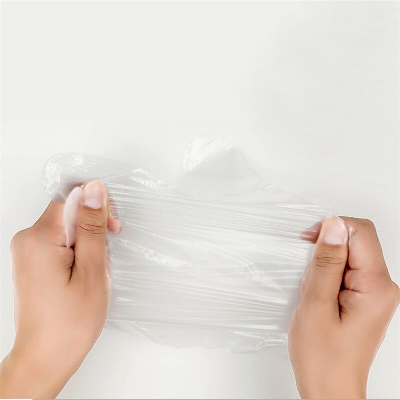 100 stuks wegwerphandschoenen pe transparante eenmalige handschoenen plastic restaurant bbq doorzichtige handschoenen handschoenen keuken anti-stof gereedschap