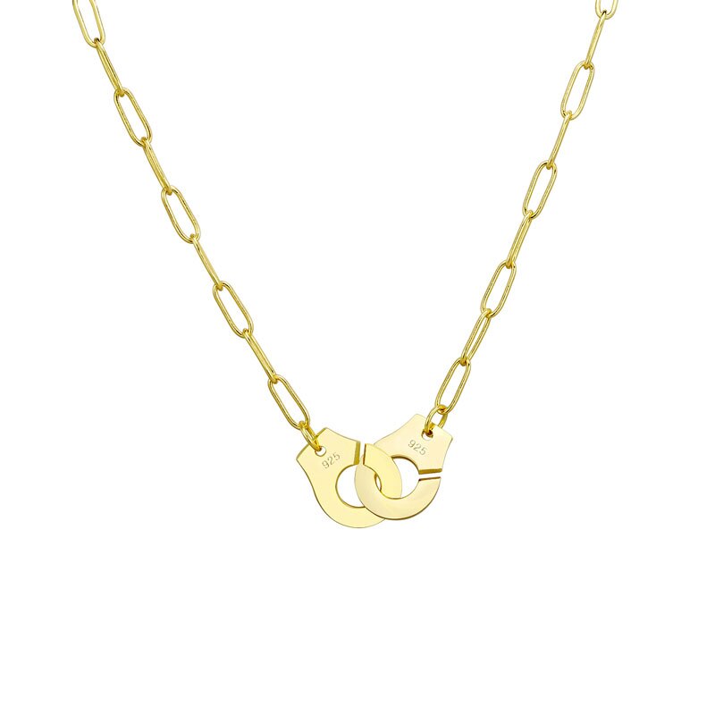 Moonmory S925 ciondolo e collana con manette in argento Sterling per donna collana con manette a catena in argento Menottes bianchi all'ingrosso: Gold