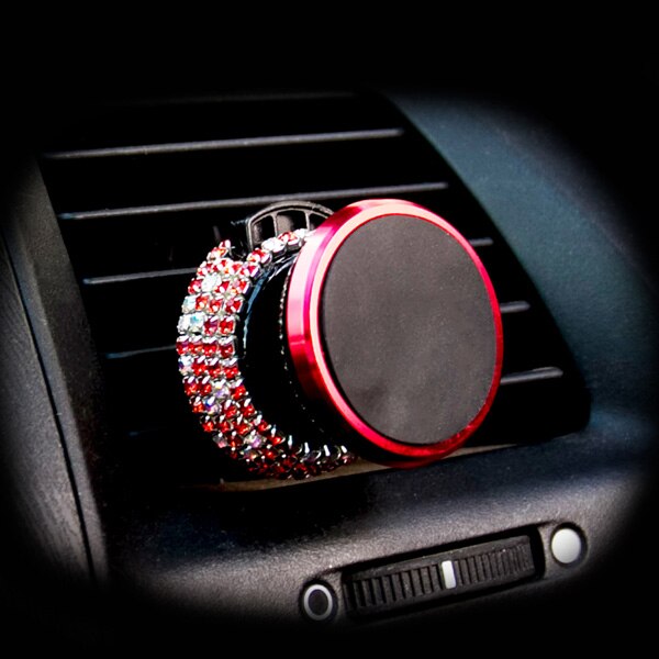 Diamant Kristal Auto Telefoon Houder Magnetische Air Vent Mount Mobiele Telefoon Stand Magneet Ondersteuning Mobiele in Auto GPS Voor iPhone samsung: red