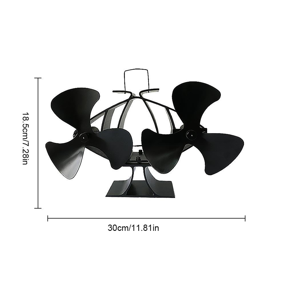 6 Blade Fireplace Fan Twin Motor Heat Powered Stove Fan Eco Fireplace Fan for Wood Gas Coal Pellet Log Heaters