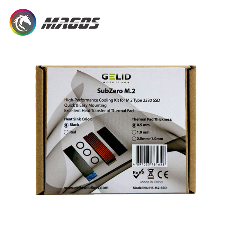 GELID PC Water Cooling SSD Cooler Solid State Hard Drive Heat Sink Thermal Pad Conductivity 12W/MK Easy Heat Dissipation