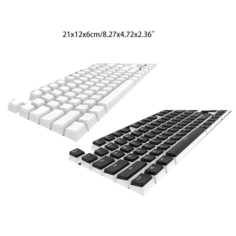 1Set Double Shot PBT Keycap 104 Keys Pudding Backlight Keycaps OEM Profile for RGB Mechanical Keyboard Black and White