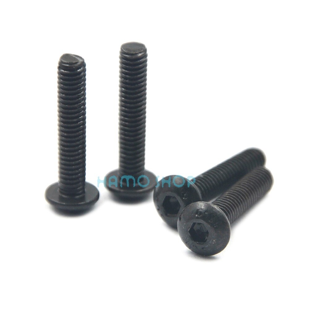 50pcs M4 Metric Thread BHCS Black Head Hex Socket Cap Screw Alloy Steel Button Allen Bolt