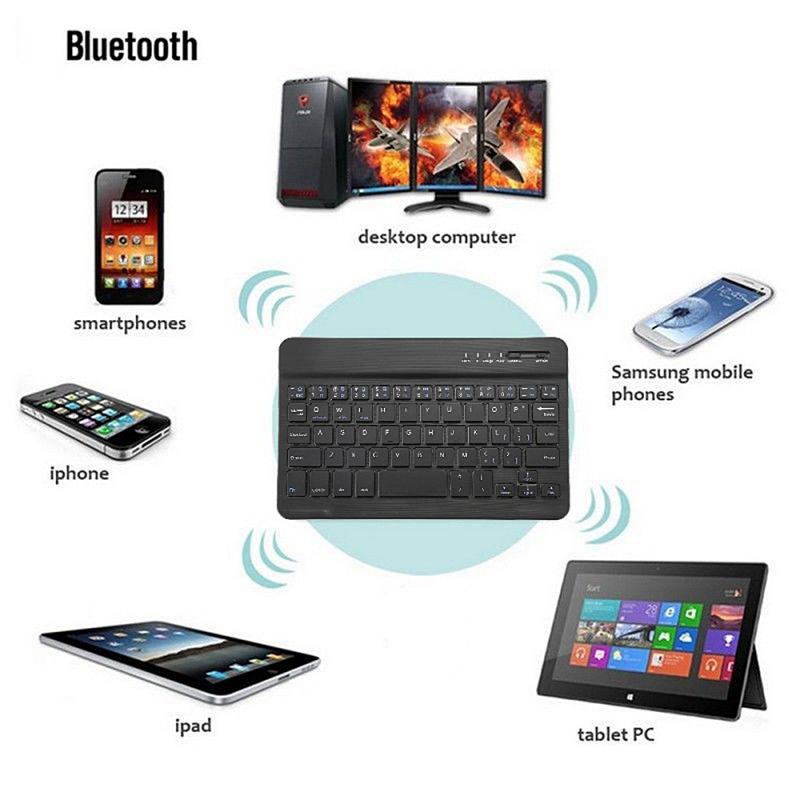 Mini teclado inalámbrico Bluetooth portátil delgado de 7/10 pulgadas para tableta, portátil, teléfono inteligente, IPad, Universal, compatible con IOS, Windows y Android