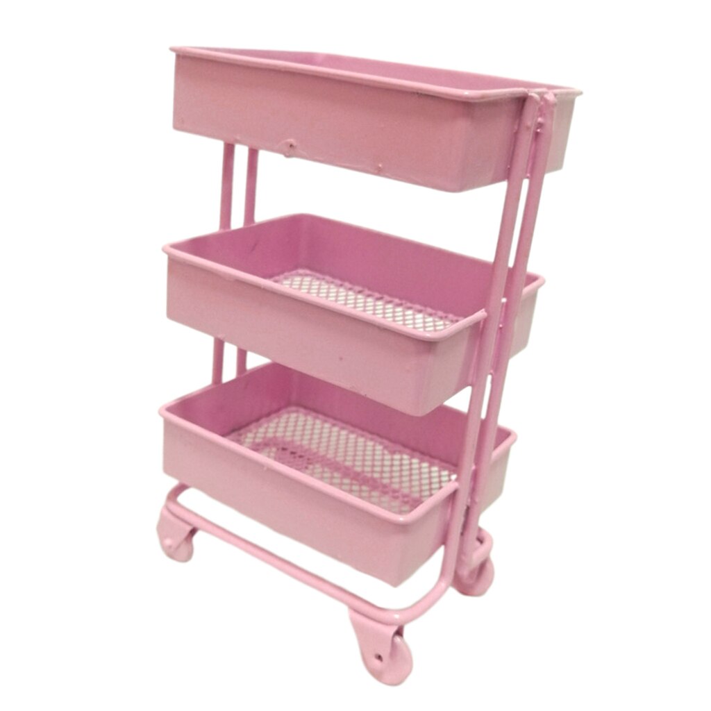 Moderne 1/12 Poppenhuis Iron 3 Tier Opbergrek Keuken Meubels Accessoires: Roze