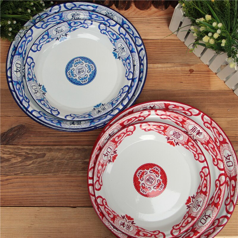 Emaille Fruit Lade. Emaille Thee Lade. Antieke Emaille Fruitschaal. Antieke Emaille Thee Plate.2/1 Tassen.