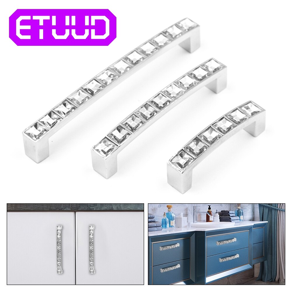 Kristallglas knoppar skåp handtag silver kristall skåp drar låda garderob knopp möbler dra handtag kök hårdvara