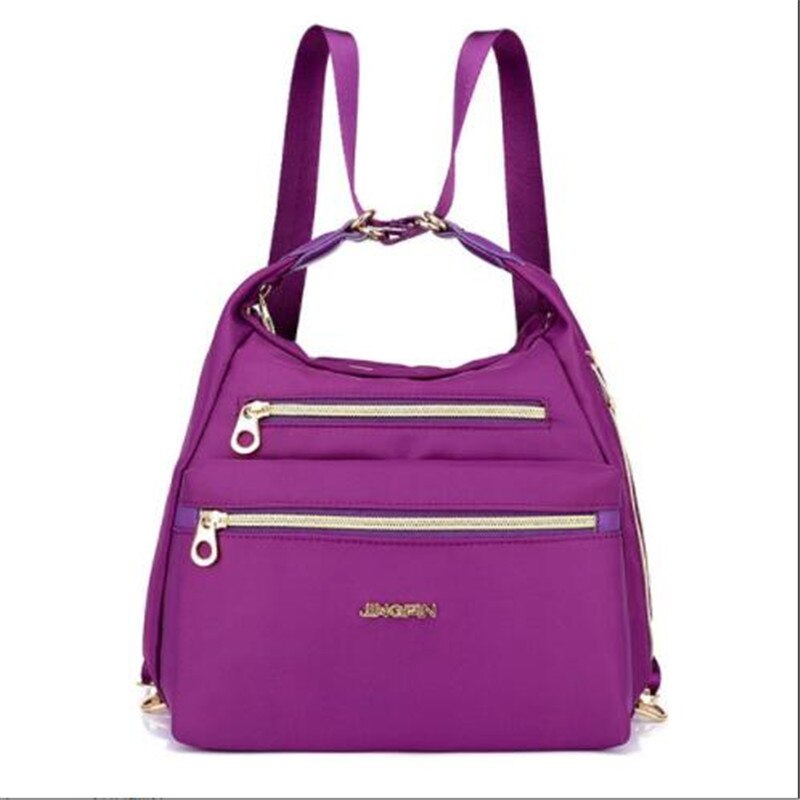 Frauen Taschen Multifunktions Rucksack Schulter Tasche Leinwand Tuch Tote wiederverwendbar Einkaufstasche Ladys Reisetasche Crossbody-tasche: Violett