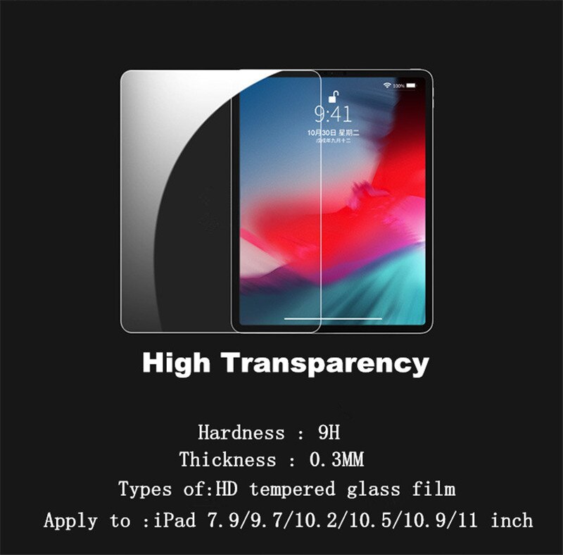 Tempered Glass for iPad 10.2 9.7 10. 5 10.9 11 iPad 8 7 6 5 Air 4 3 2 Mini Protective Glass iPad Screen Protector