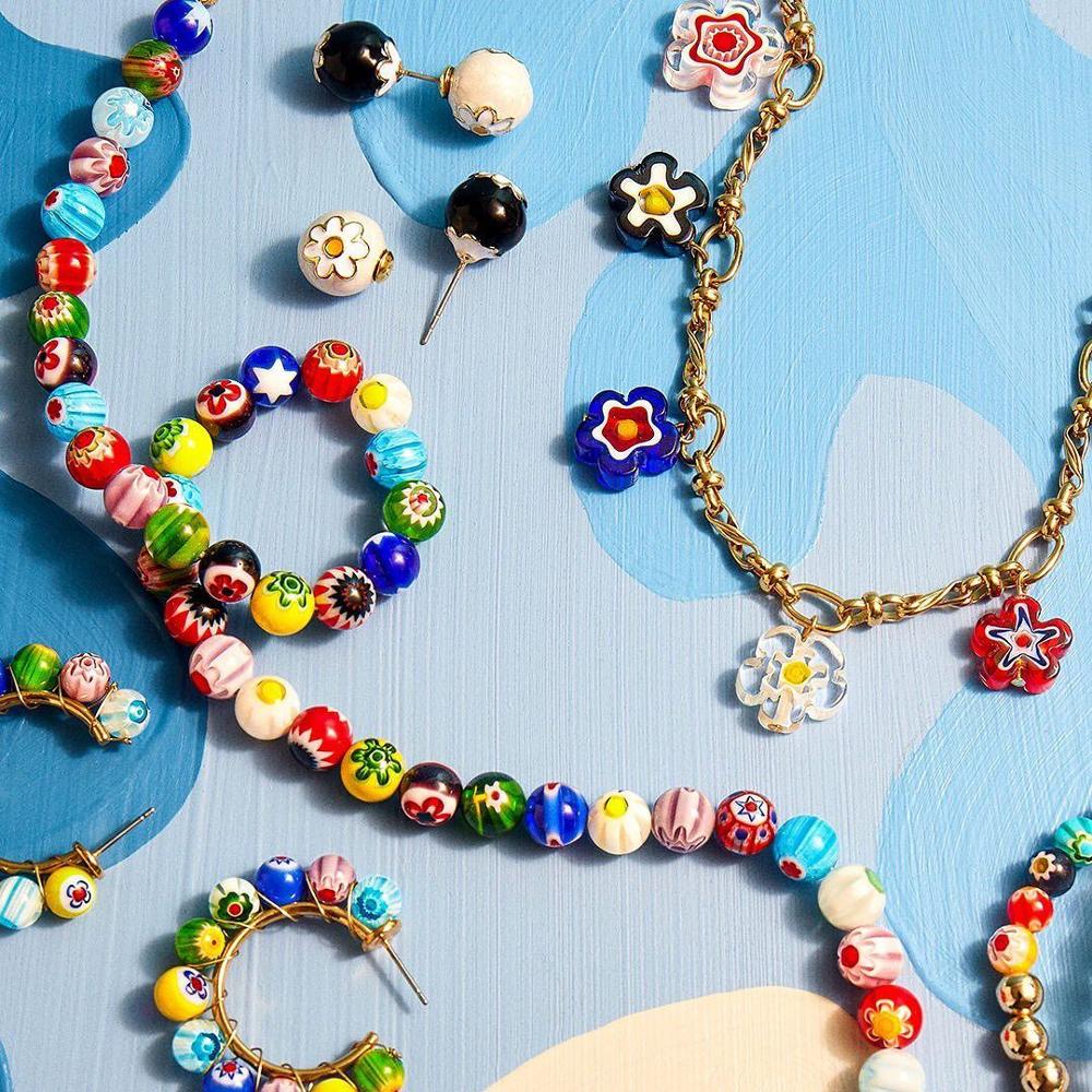 Dvacaman Riva Charme Halskette Bunte Blumen Perlen Halskette für Frauen Böhmischen Obst Stein Perlen Choker Halsketten Schmuck