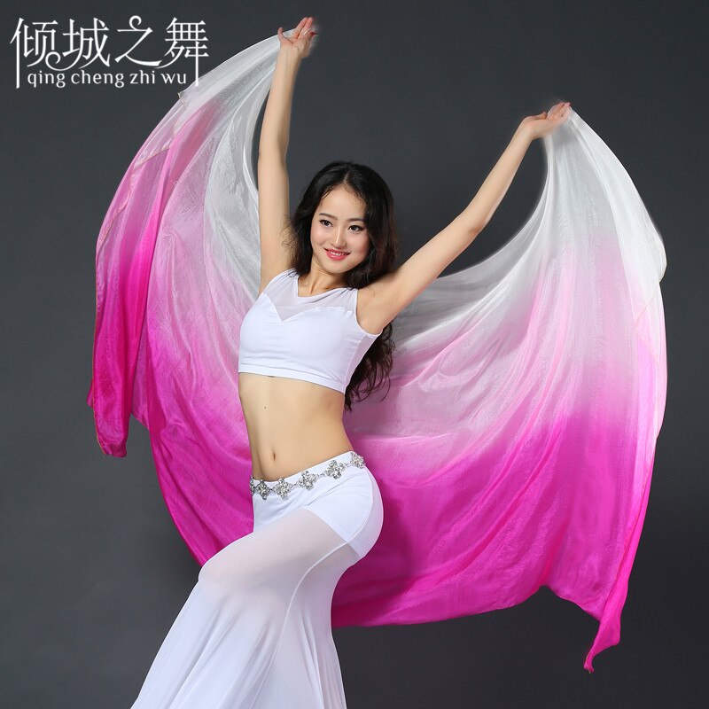 SJ005-velo de danza del vientre para mujer, de seda de tamaño de 260x114cm, velos de baile profesionales para mujer, accesorios para actuación en escenario, SJ005