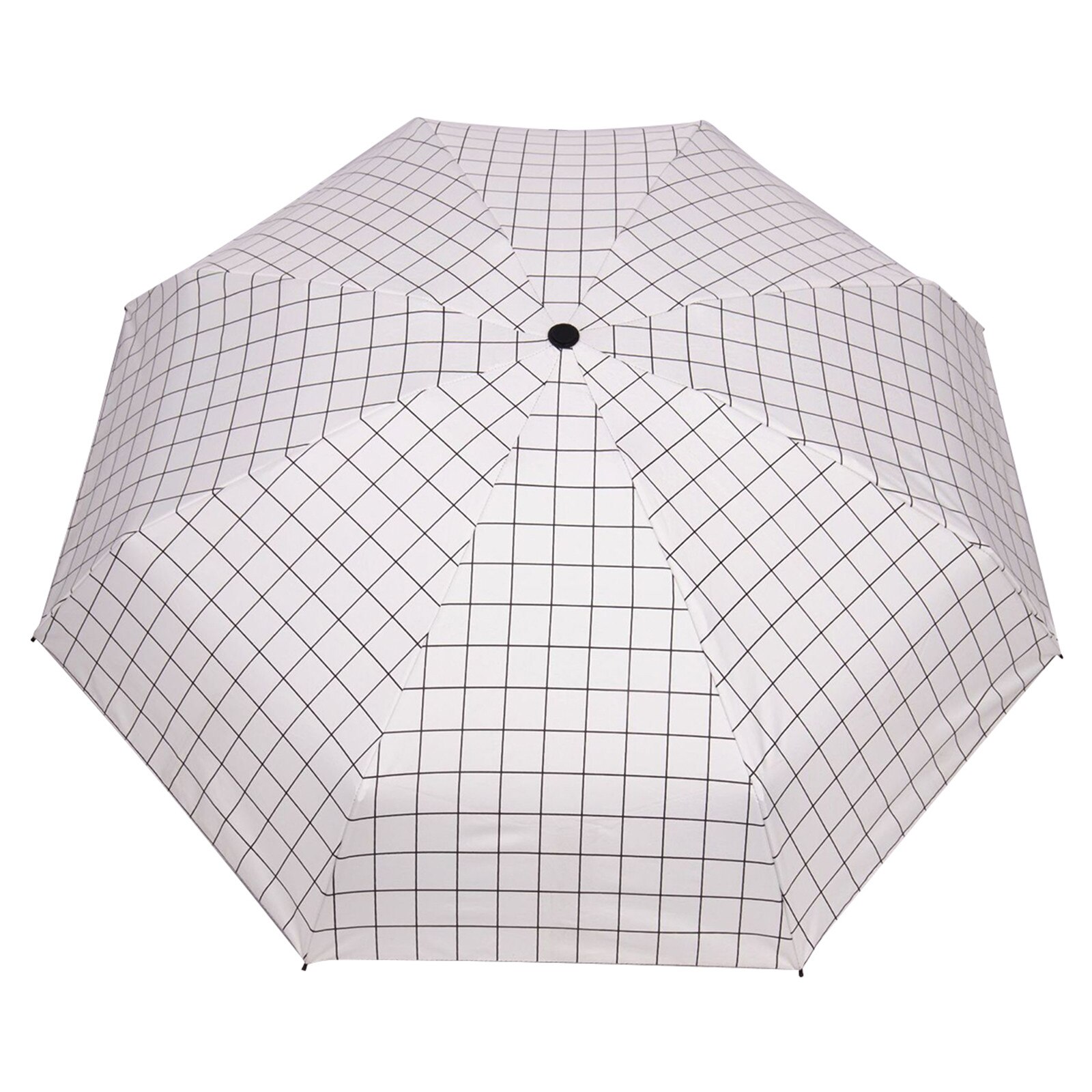 Kleine Zon Regen Paraplu Vijf Opvouwbare Leuke Anti Uv Paraplu Kids Strand Parasol Winddicht Paraplu FP8: White Grid