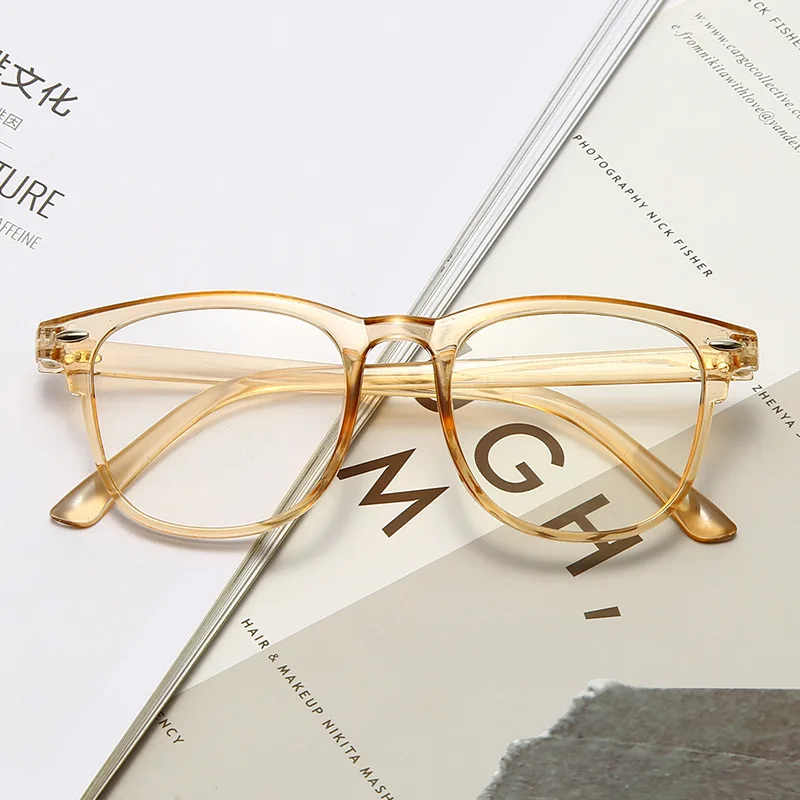 Frauen Myopie Gläser Anti-blau Licht Klar Brillen Rezept Kurzsichtig transparent Computer Gläser Gafas De Lectura: gelbbraun / +250