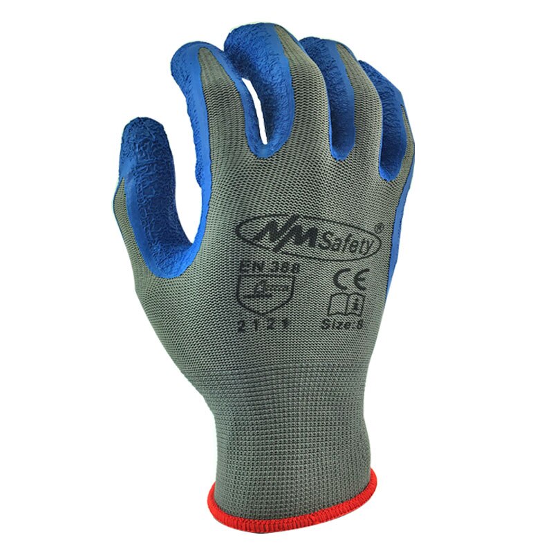 Nmsikkerhet bedre grep ultratynn strikket latex dip nylon rød lateksbelagt arbeidshansker luvas de couro: Nm1350 - grb / Xl