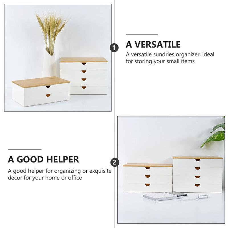 Japanese-style Storage Box with Bamboo Lid Desktop Organizer Cosmetic Rack