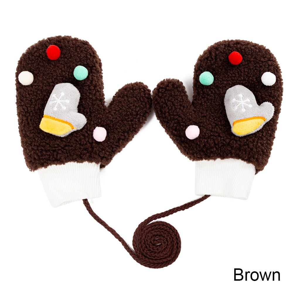 Molixinyu inverno bebê luvas para meninas e meninos bonito dos desenhos animados crianças luvas engrossar luvas quentes de malha algodão crianças luvas: brown