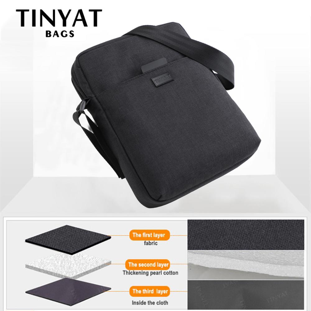 TINYAT Men's Bags Light Canvas Shoulder Bag For 7.9' Ipad Casual Crossbody Bags Waterproof Business Shoulder bag for men 0.13kg