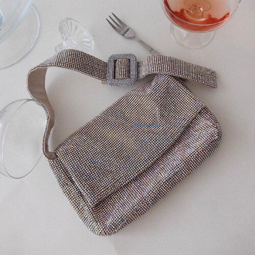 Diamonds Evening Handbags For Women Korean Luxury Shiny Rhinestone Clutch Purse Ladies Sac Femme: Silver