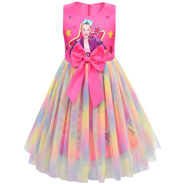 Girls Jojo Siwa Dress Girls Bow Vestidos Kids Party Birthday Dress Children Dresses Girls Christmas JOJO Siwa Princess Dress: Rose / 150cm(11-12Y)