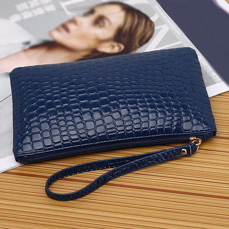 Women PU Leather Wallet Purse Card Phone Holder Makeup Bag Clutch Handbag C66: Blue