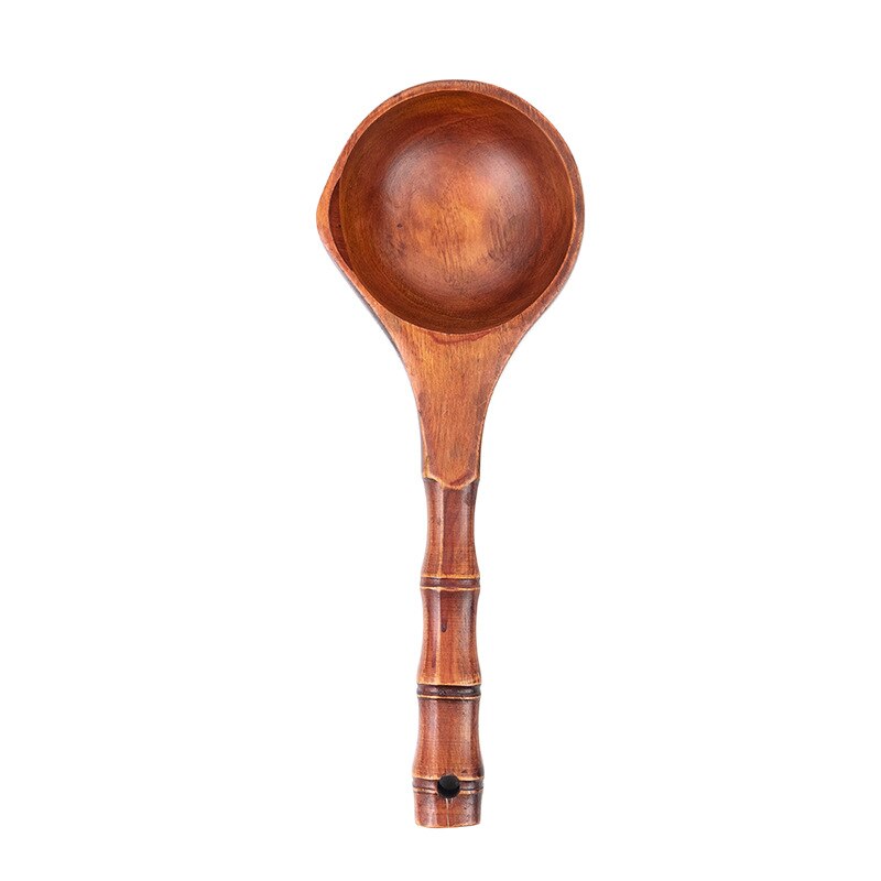 Varnish Bamboo Water Spoon Wooden Large Soup Spoon Porridge Spoon Scoop Rice Spoon Solid Wood Bamboo Handle Bath Water Ladle