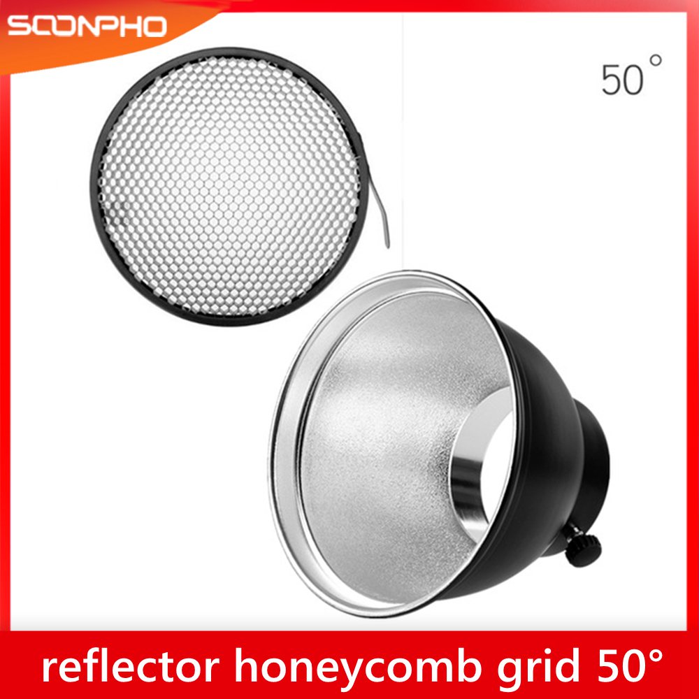 7"Bowens Mount Standard Reflector Diffuser Lamp Shade Dish + 50° Honeycomb Grid for photography Studio Flash Strobe light