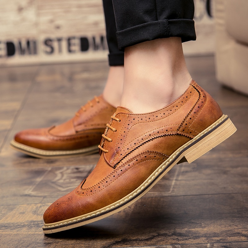 Chaussures pour hommes, chaussures habillées classiques, chaussures d'affaires formelles, chaussures en cuir rétro, chaussures richelieu pour hommes, chaussures à lacets, calzado hombre