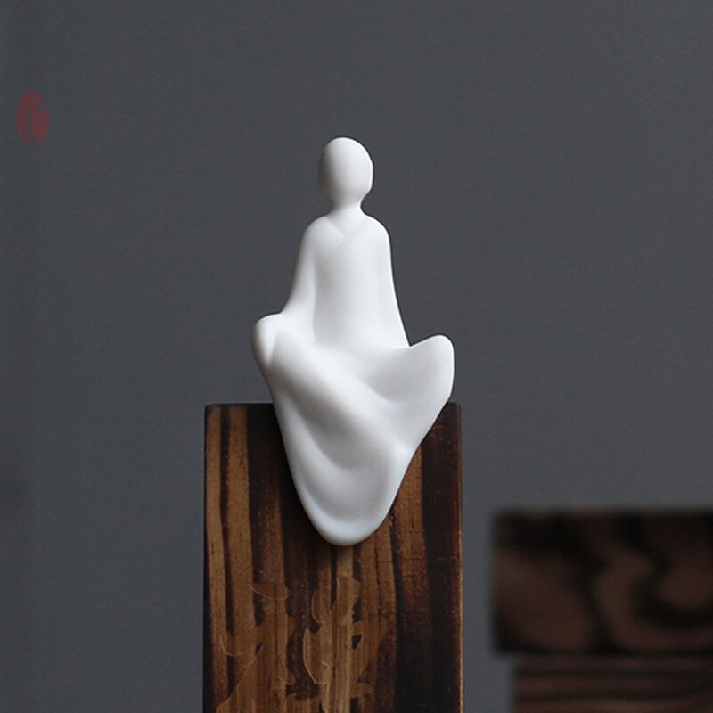 Chinois poterie Figure ornement Zen poupée Dehua blanc en céramique petits ornements Mini décorations Mini ensemble de thé décor à la maison: Ornament7