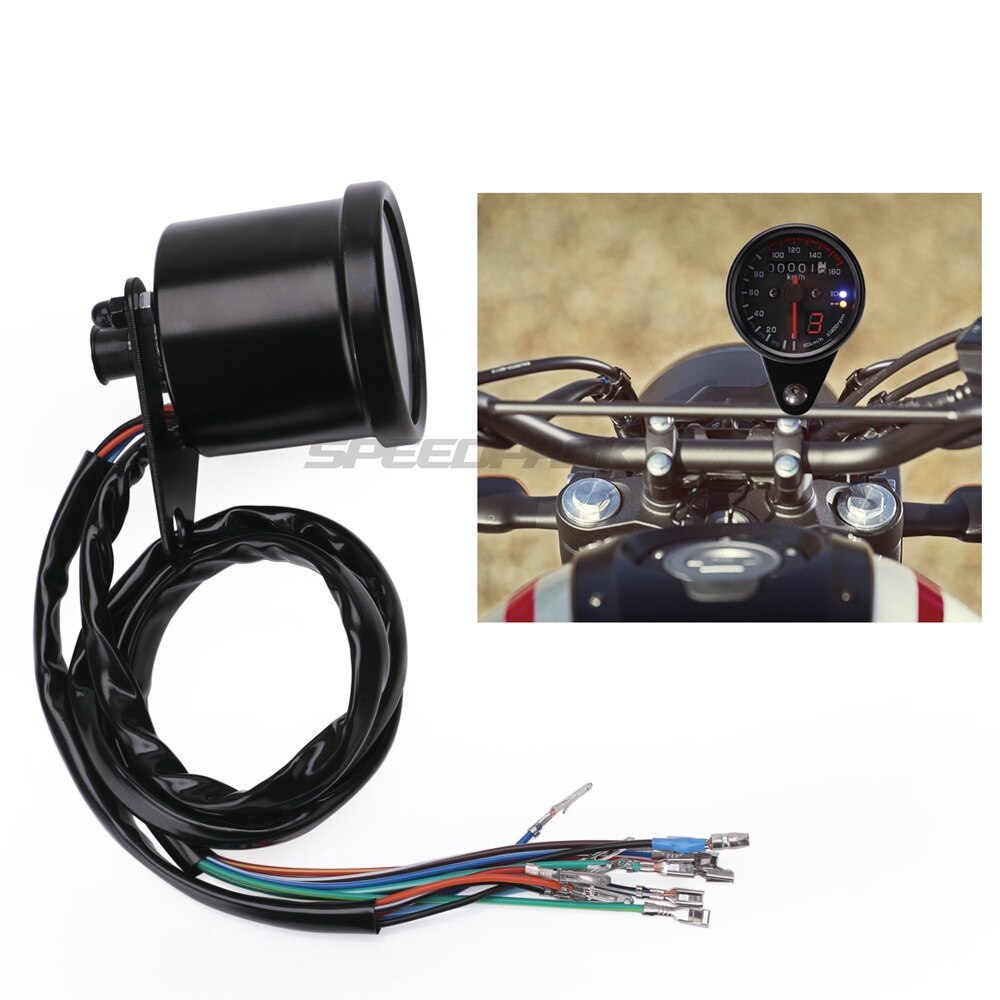 Universal Motorcycle Cafe Racer Speedometer odometer Gauge 0-160 km/u Instrument with LED Indicator