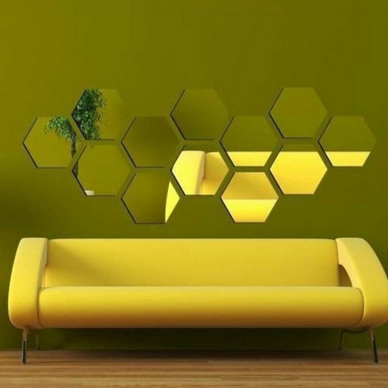 Hexagonal Mirror Surface is Smooth and Easy to Use Home Indoor TV Background Window Door Decoration