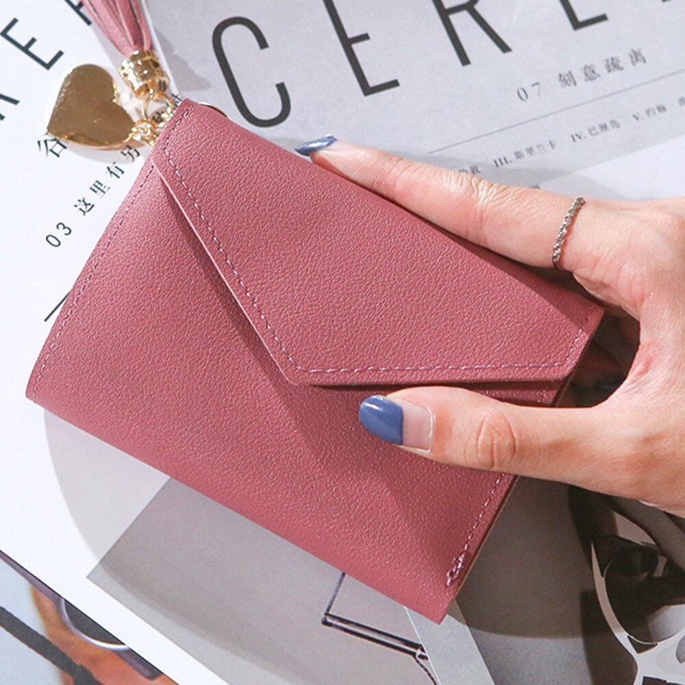 Moda feminina pequena carteira com zíper carteira com bolsa de moedas carteira carteira de couro curto: 12