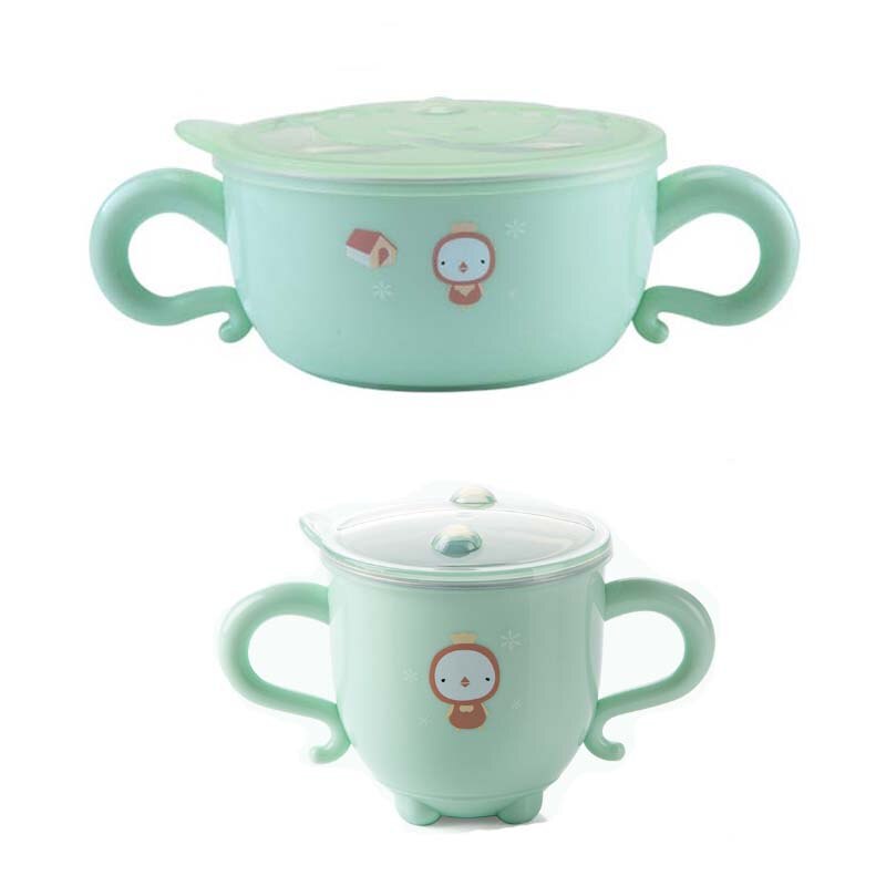 Baby Cup Stijl Grote Oren Baby Kinderen Leren Drinken Beker Kom Warmte-isolatie Voeden Schotel Kopjes Melk Cup