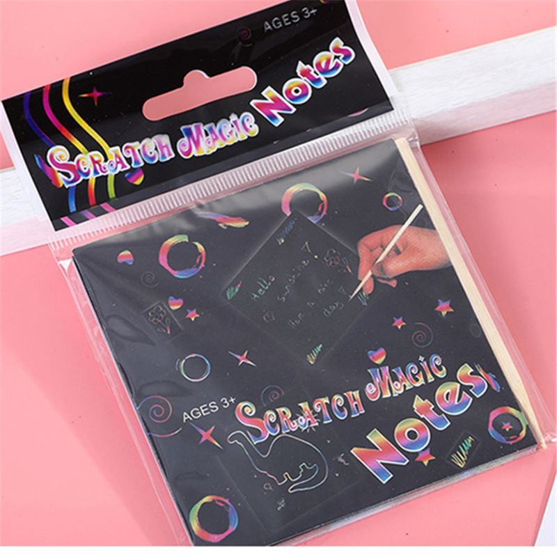 24 Sheets Scratch Paper Rainbow Painting Sketch Pads DIY Art Craft Scratchboard Q22D