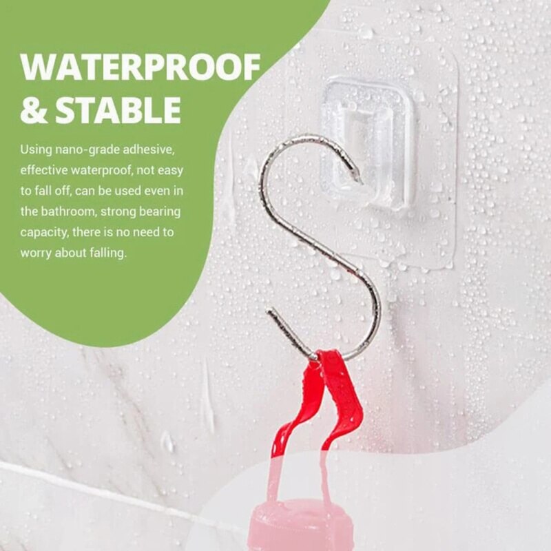 Transparent Double-sided Adhesive Wall Hooks Hangers Punch-free Super Strong Sticky Waterproof Reusable Seamless Hanging Hooks