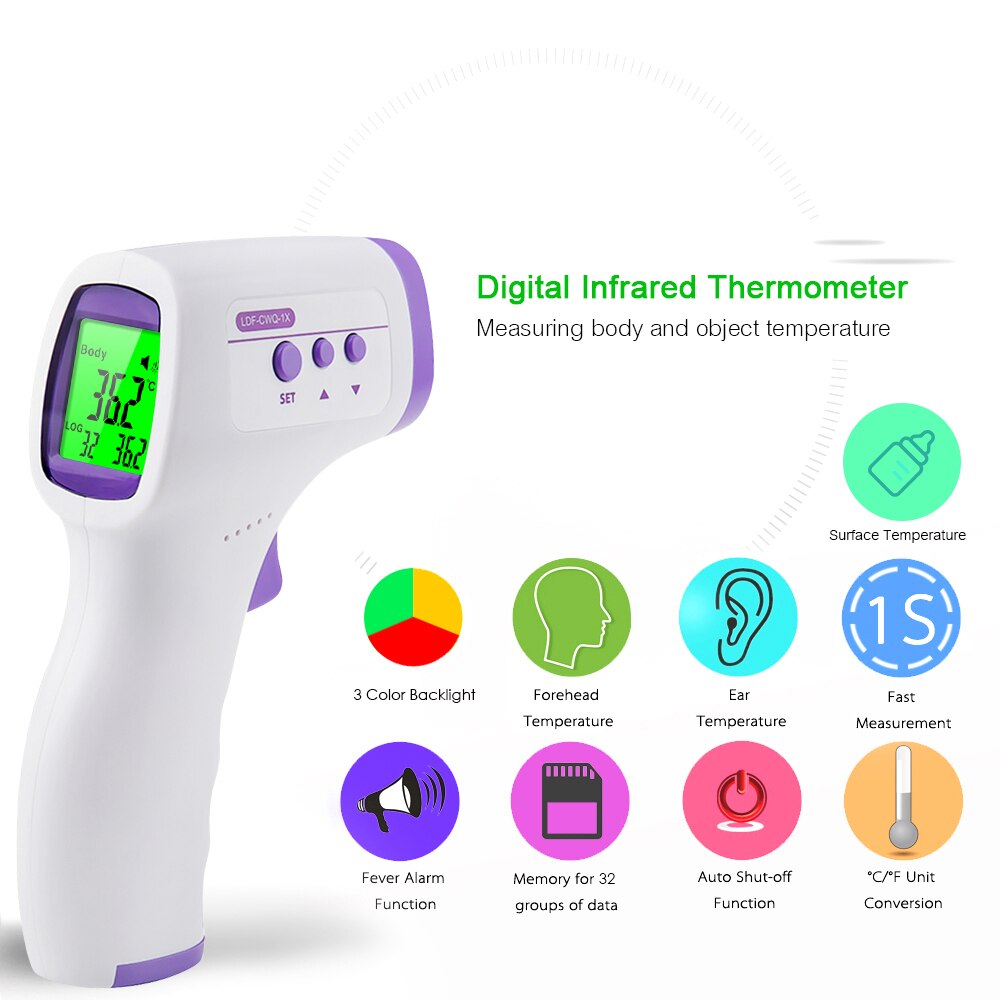Digitale Infrarood Thermometer 3-Kleur Lcd Non-Contact Ir Voorhoofd Oor Body Thermometer Temperatuur Meten Voor Baby Kids volwassenen