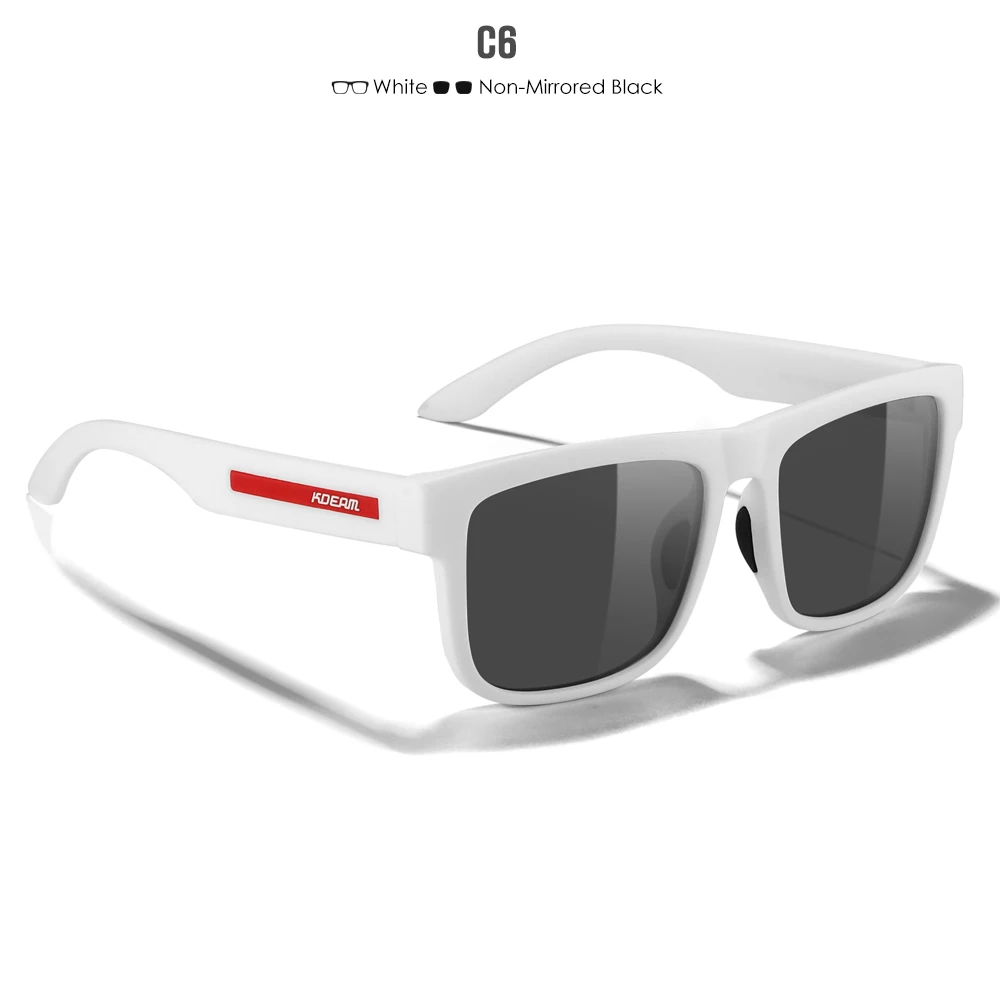 KDEAM Polarized Sunglasses For Men White Frame UV400 Protection Lens Black Driving Sun Glasses Fishing Eyewear: WHITE / WHITE
