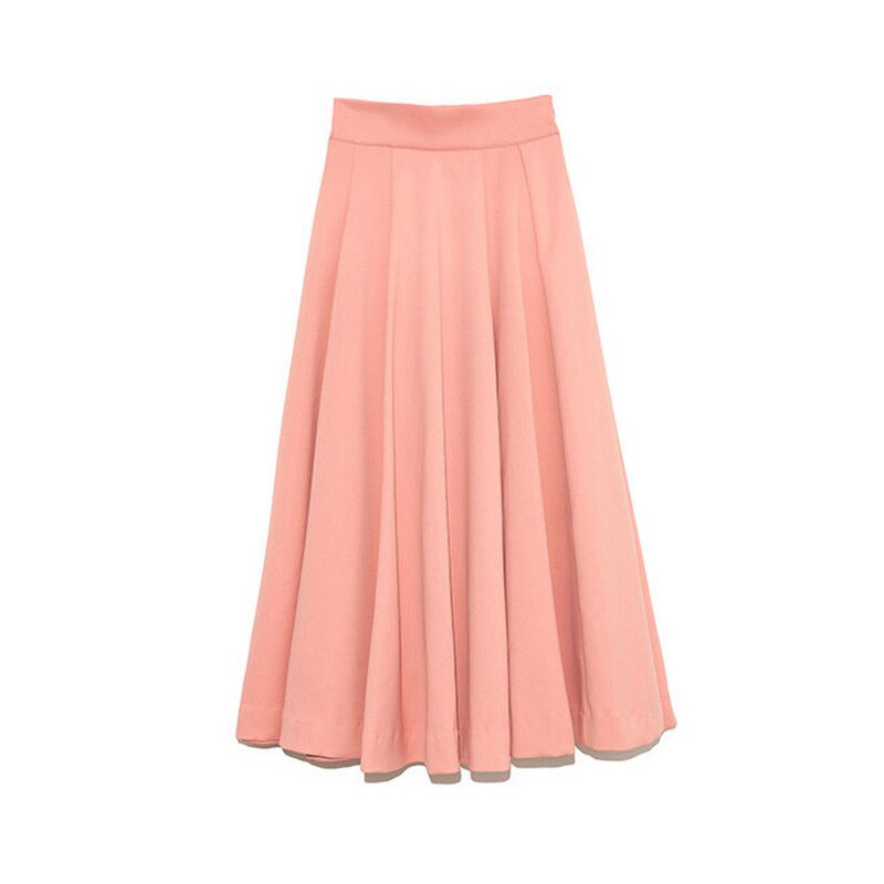 Kuzuwata-ropa de estilo japonés para mujer, nuevos diseños, colores de caramelo dulce, Faldas sólidas, pliegues del imperio, Faldas de corte a para mujer: Pink-Orange / M