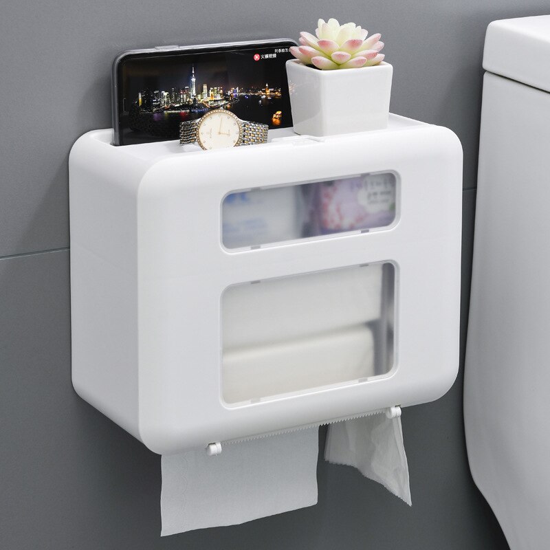 4 Color Double Layer Toilet Paper Holder Toilet Tissue Box Wall Mount Multifunction Waterproof Bathroom Storag Durable Home